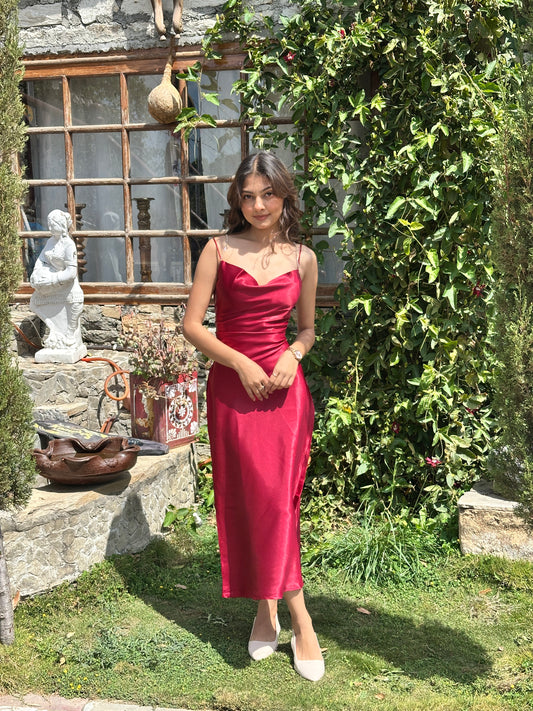 Scarlet Satin Dress