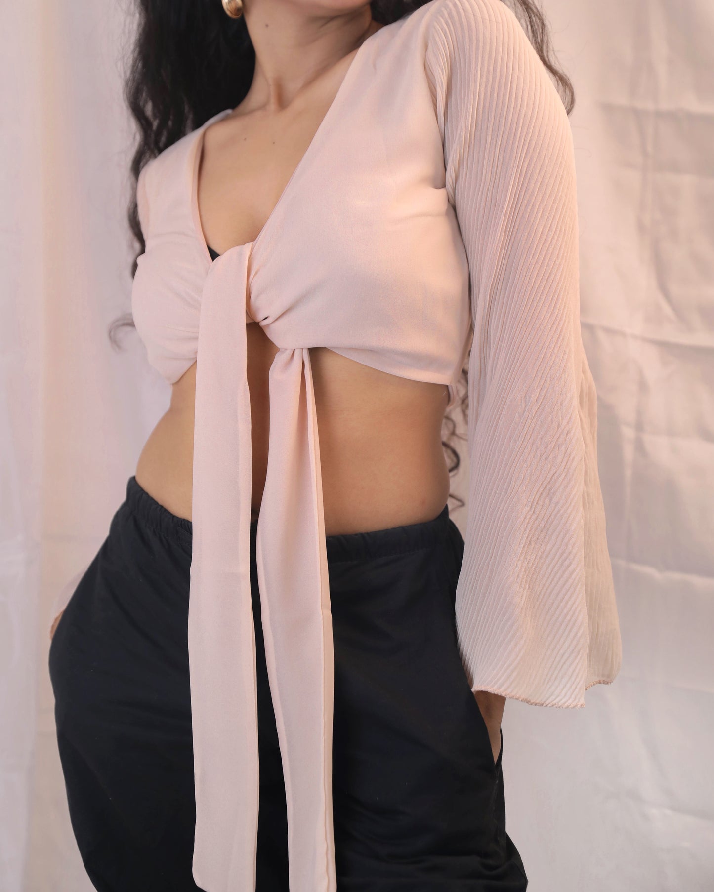 Sheer blossom beige top