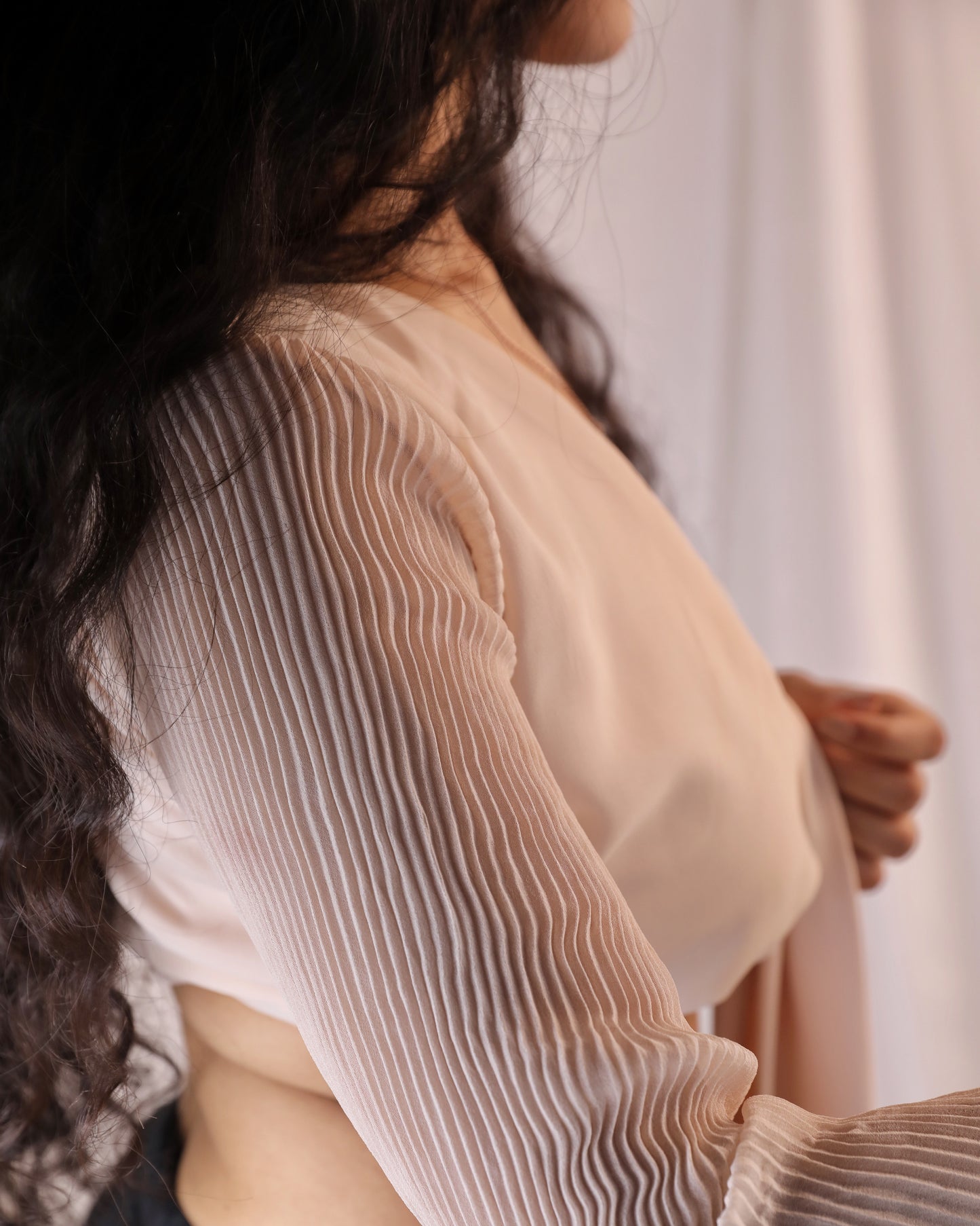 Sheer blossom beige top