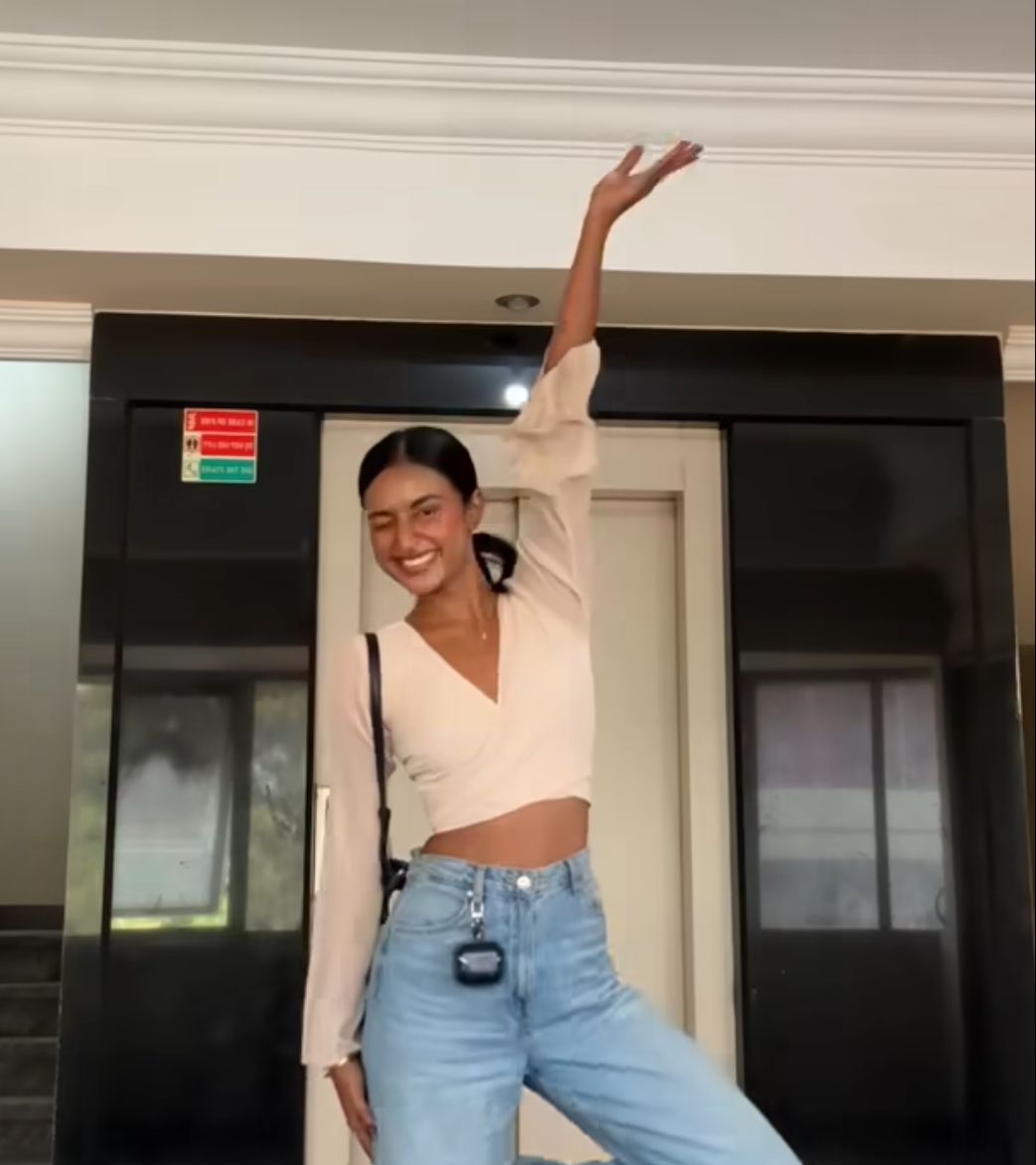 Sheer blossom beige top